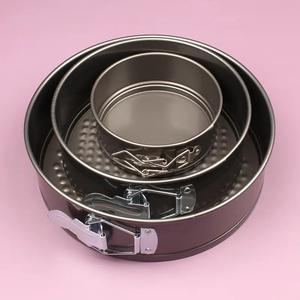 3 piezas Conjunto de moldes de pastel redondos con resorte, sartén de pastel de queso,acero al carbono antiadherente con base bloqueable, 4.7/7/8.6 pulgadas, resistente y duradero, resistente a altas temperaturas y deformación, fácil de limpiar,