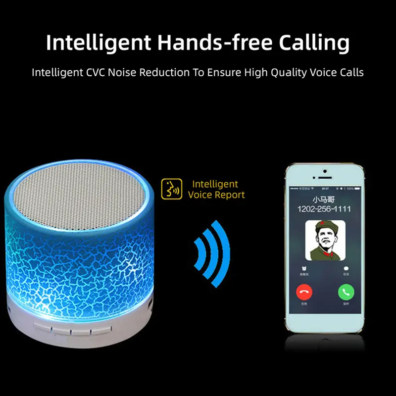 Vrfirvn - Loa Bluetooth-compatible di động A9, đèn LED nứt, đĩa U, thẻ TF, loa siêu trầm, máy nghe nhạc điện thoại 1