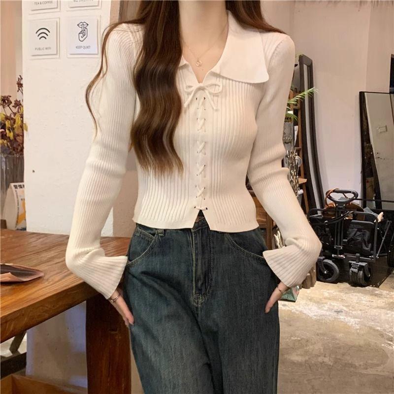 Product Introduction of Áo Len Dệt Kim, Dài Tay, Cổ Polo, Hàng Mới Về Mùa Thu 2024, Áo Len Mặc Trong, Ngắn Và Nhỏ, Có Thể Mặc Bên Trong Áo Len, Dành Cho Nữ, Thích Hợp Cho Mùa Thu Và Mùa Đông 19