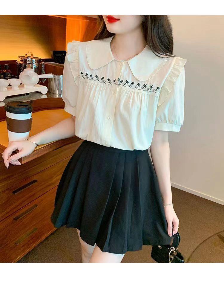 Product Introduction of Áo Sơ Mi Thêu, Cổ Búp Bê, Dành Cho Nữ, Hàng Mới Về Mùa Hè 2023, Tay Phồng Cao Cấp, Thiết Kế Sành Điệu, Dễ Phối Đồ 9