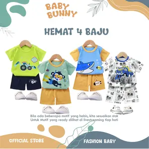 PROMO 4 PCS LEBIH HEMAT Setelan Anak Laki-Laki /  Perempuan Pakaian Anak Lengan Pendek