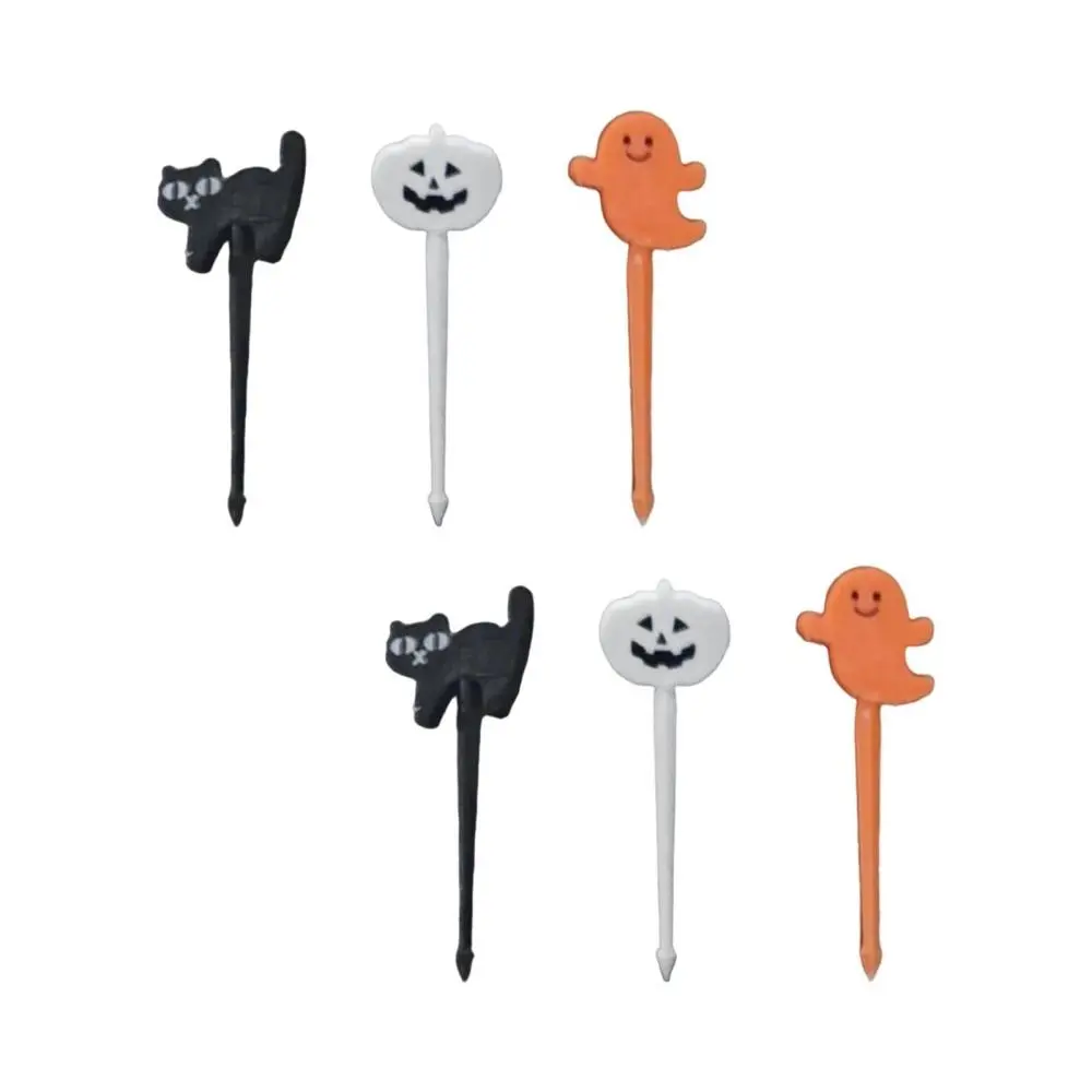 6x Halloween Toothpicks Decorative Cake Decorations Fruit Picks for Burger Dessert Barbecue Cocktail Accessories Food Decoration