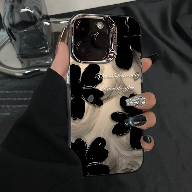 Flower in Ink 15promax Phone Case for Phone14 Rose 13 Ultra-Thin 12/11 XR8/7/6 Accessories Protective