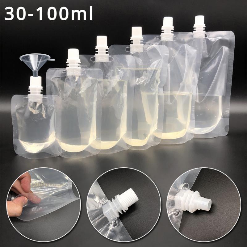 2Pcs Liquid Cosmetic Packaging Bags with Funnel Travel Portable Shampoo ...