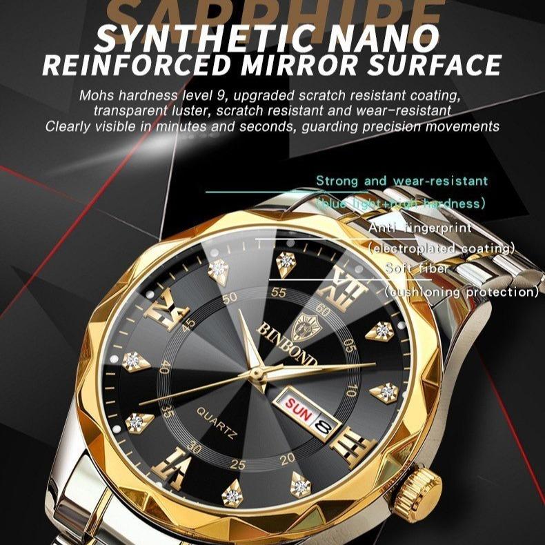 Đồng Hồ Nam BINBOND I22 Kính Hình Chóp Đáy Kim Cương Siêu Sang Có Lịch Đôi Chống Nước 3ATM TẶNG FULL BOX HỘP CHÍNH HÃNG DỤNG CỤ THÁO DÂY PIN ĐỒNG HỒ DỰ PHÒNG số lượng quà tặng giới hạn