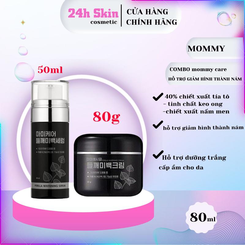 (Size to 80g có tem )Combo Kem Dưỡng Serum Mommy Care Perilla Whitening Cream 80g Chiết Xuất Tía Tô Hỗ Trợ Sáng Da 0
