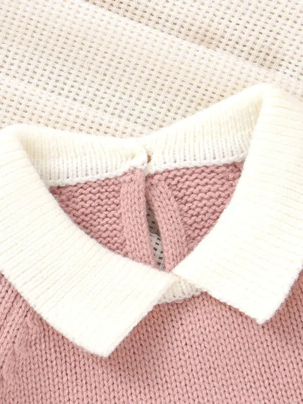 Baby's Floral Embroidery Collared Sweater, Cute Long Sleeve Jumper for Fall & Winter, Newborn Infant Kids Clothes for Daily Wear 3
