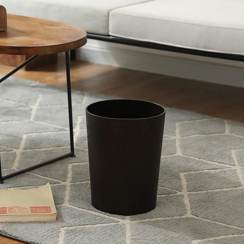 for Creative Storage Wooden Trash Can Home Bucket Garbage Bin Hotel Living Room Office Wastebasket Cans Nordic Recycling 5