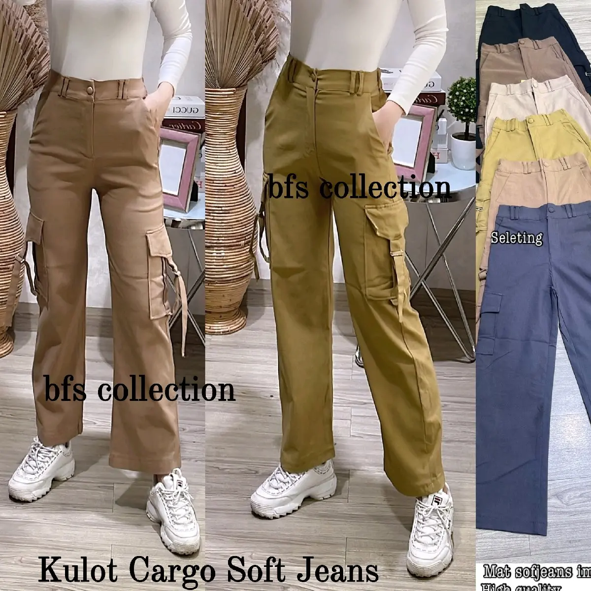 Cargo Pants/ Kulot kargo soft jeans Stretch 9665
