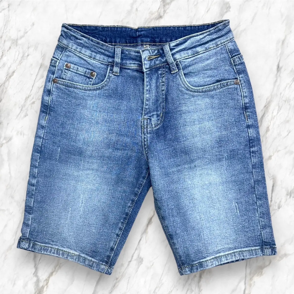 Shopvietanhq9 - Quần Short Jean Nam màu xanh (3397) chất vải co giãn mềm mịn, có xước, quần có khoá kéo bằng đồng Menswear Pants Có Túi - Tết