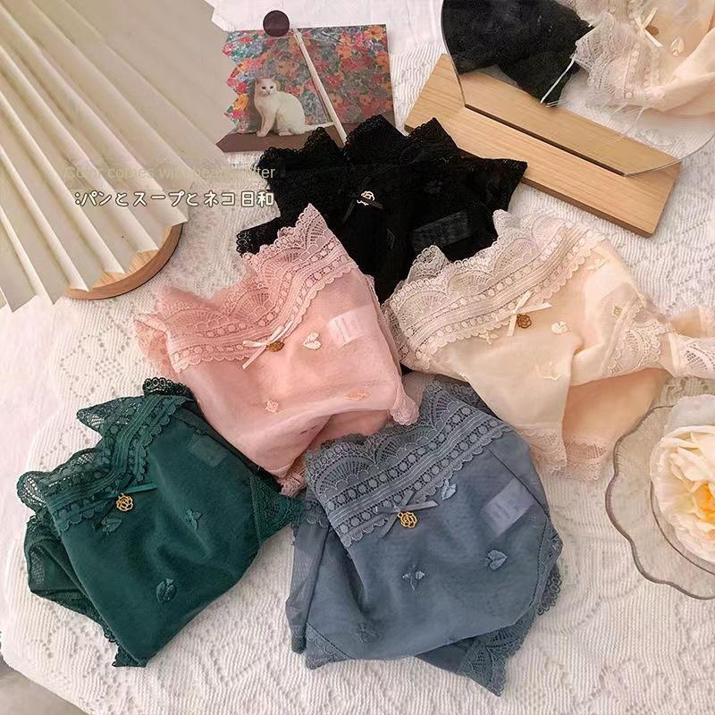 Quần Lót Ren, Cao Cấp, Dành Cho Nữ, Thiết Kế Thắt Nơ Gợi Cảm, Cạp Cao Vừa, Ngoại Cỡ, Liền Mạch, Thoáng Khí, Quần Sịp Nữ 3