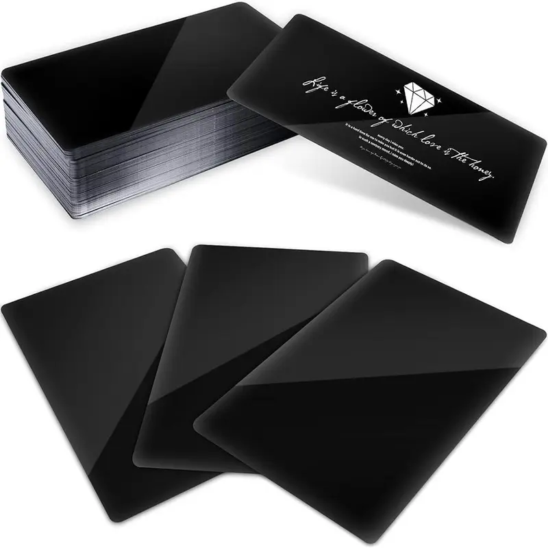 Metal Business Card Blanks, 100pcs/set Anodized Aluminum Custom Business Card Blanks for CNC Engraver Laser Engraving DIY Cards, Office Supplies 0