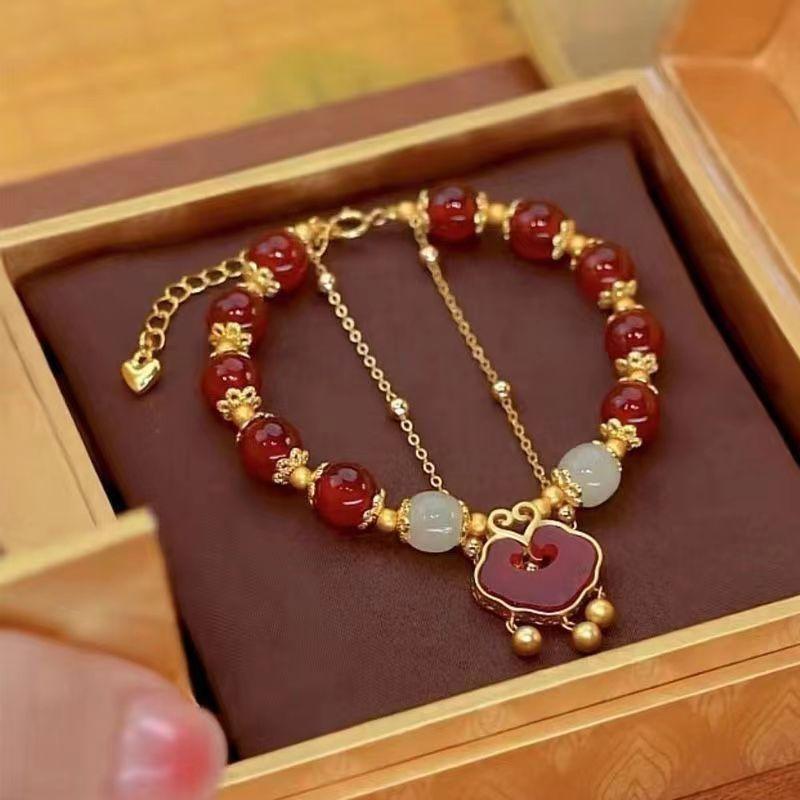 Vòng Tay Thỏ Ngọc Bích Khóa Tuổi Thọ Phong Cách Trung Quốc Mới, Dành Cho Phụ Nữ Và Trẻ Em Gái, Ins Ưa Nhìn, Thích Hợp Cho Học Sinh, Quà Tặng Độc Đáo Sinh Nhật Phong Cách Cổ Trang 6