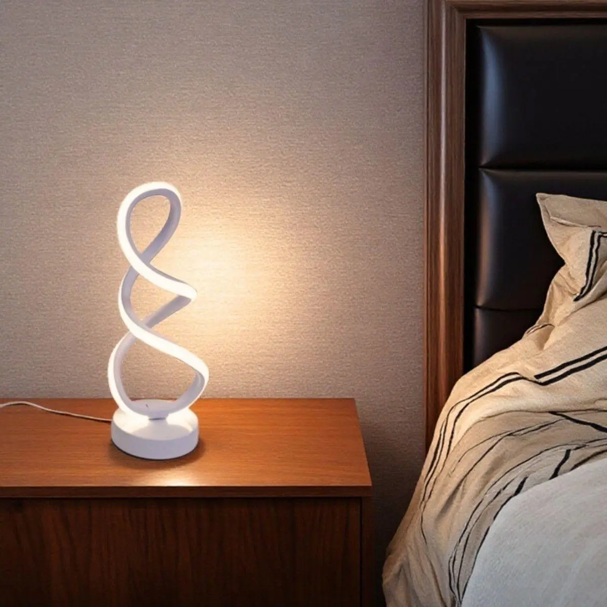 Spiral Design LED Desk Lamp, USB Plug LED Table Lamp, 3-color Adjustable Night Light for Bedroom, Living Room, Office, Bookshelf, Bedside