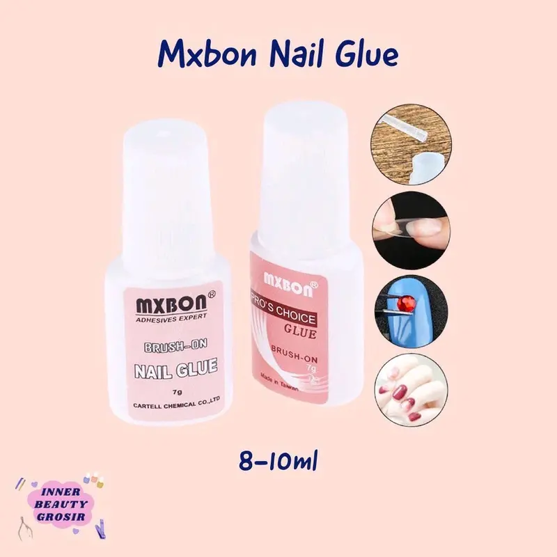 Mxbon Lem Kuku Palsu / Lem Nail Art /Lem Kupal Press On Nail Cair Kuas 2
