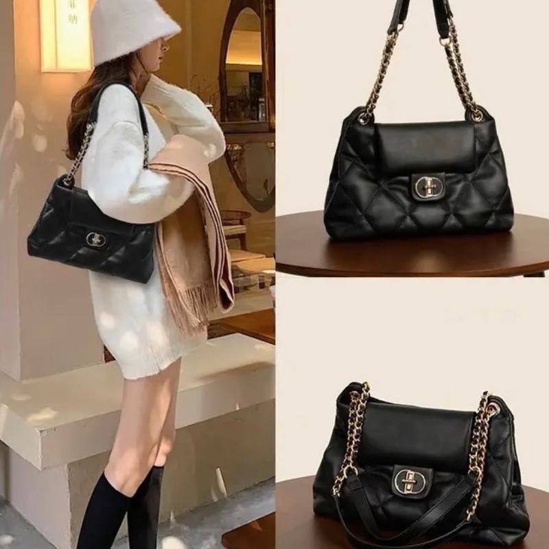 Túi đeo vai da mềm bản to dây xích gương TL43