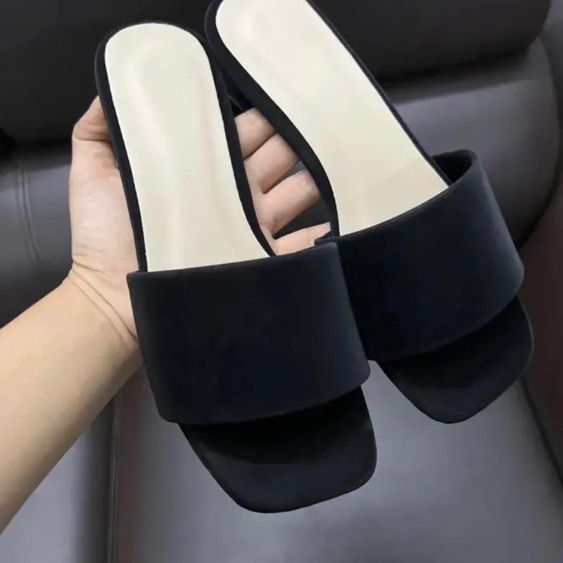 Dép cao gót 3 phân da sáp quai ngang bản trơn MS_Y2 Nữ DéP GiàY