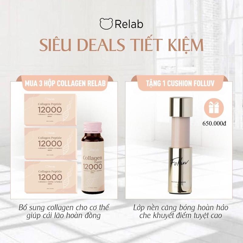 hộp đưng lọ collagen relab có tặng kèm 1 cushion khi  đặt 3 lọ