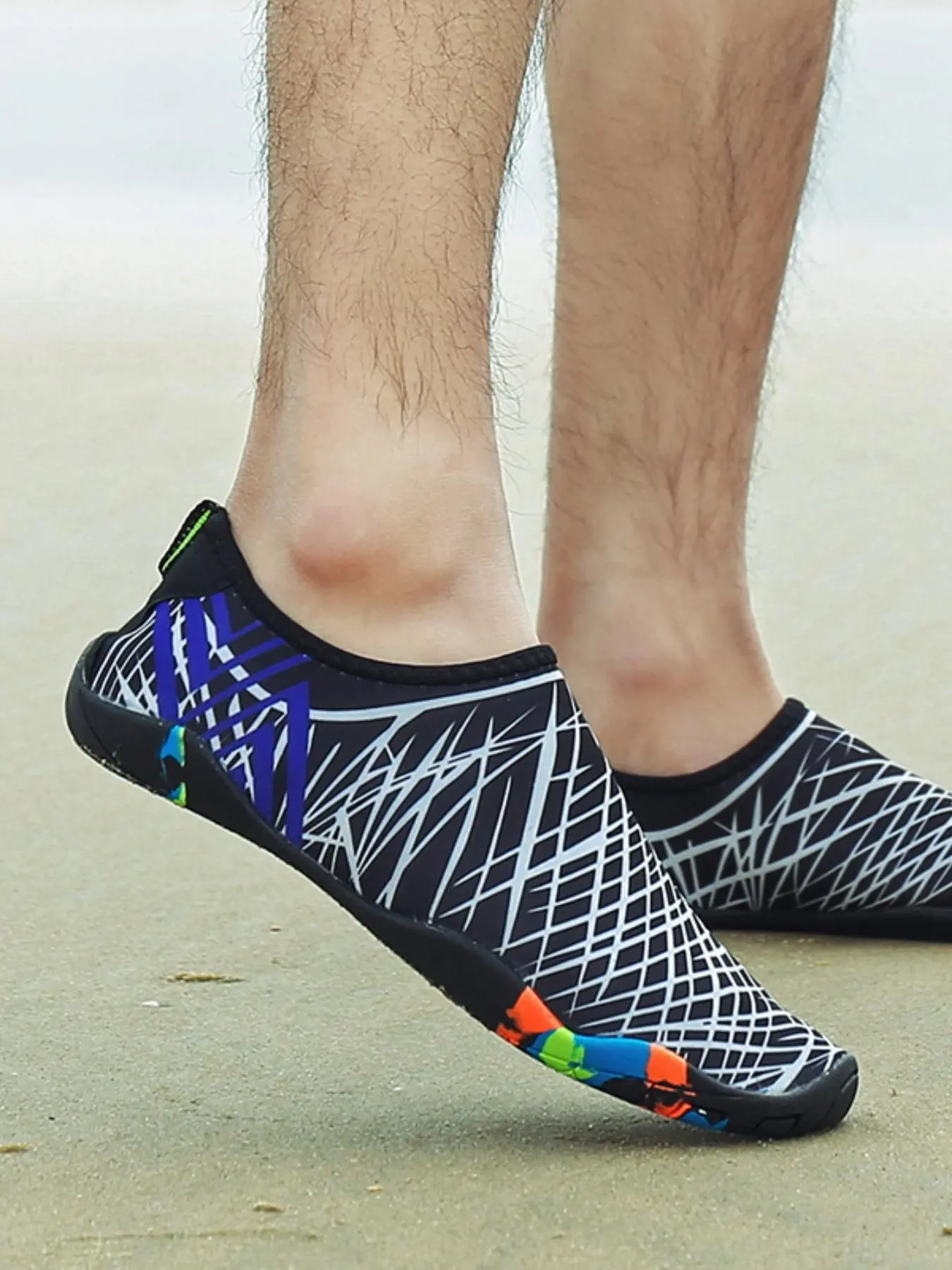 Men's Colorful Striped Pattern Slip on Water Shoes, Lightweight Breathable Quick Drying Water Shoes, Outdoor Sports Shoes for Hiking, Fishing, Swimming