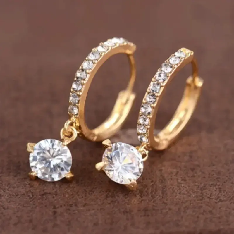 Bông Tai Đa Giác Zircon, Dành Cho Phụ Nữ, Vòng Thép Không Gỉ Mạ Vàng, Thiết Kế Mới, Phong Cách Sang Trọng, Thích Hợp Cho Đám Cưới, Xu Hướng Năm 2025