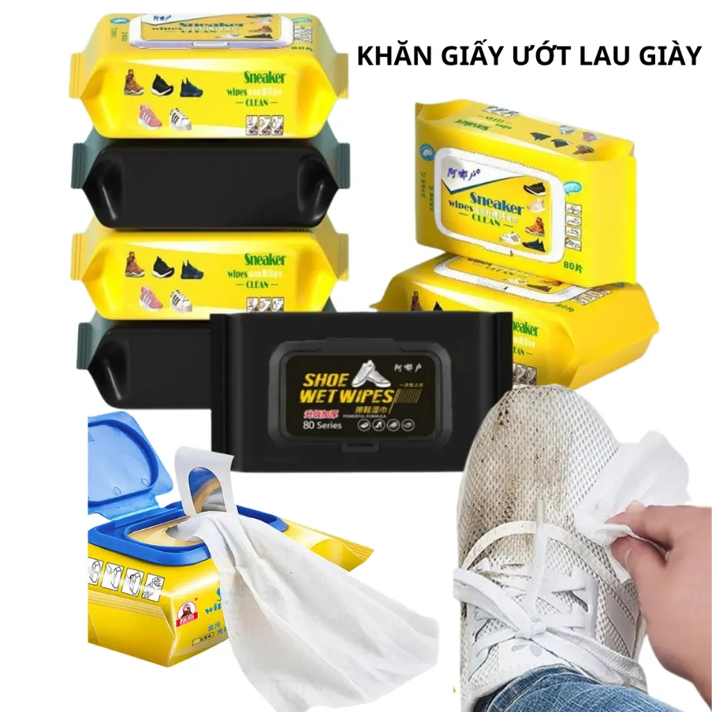 Khăn ướt lau giày Sneaker Wipes Clean siêu sạch, khăn lau giày bỏ túi du lịch nhỏ gọn