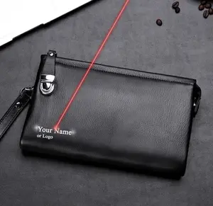 Costum Nama Logo Clutch Bag Kulit Sapi Asli 1,8mm XZ4