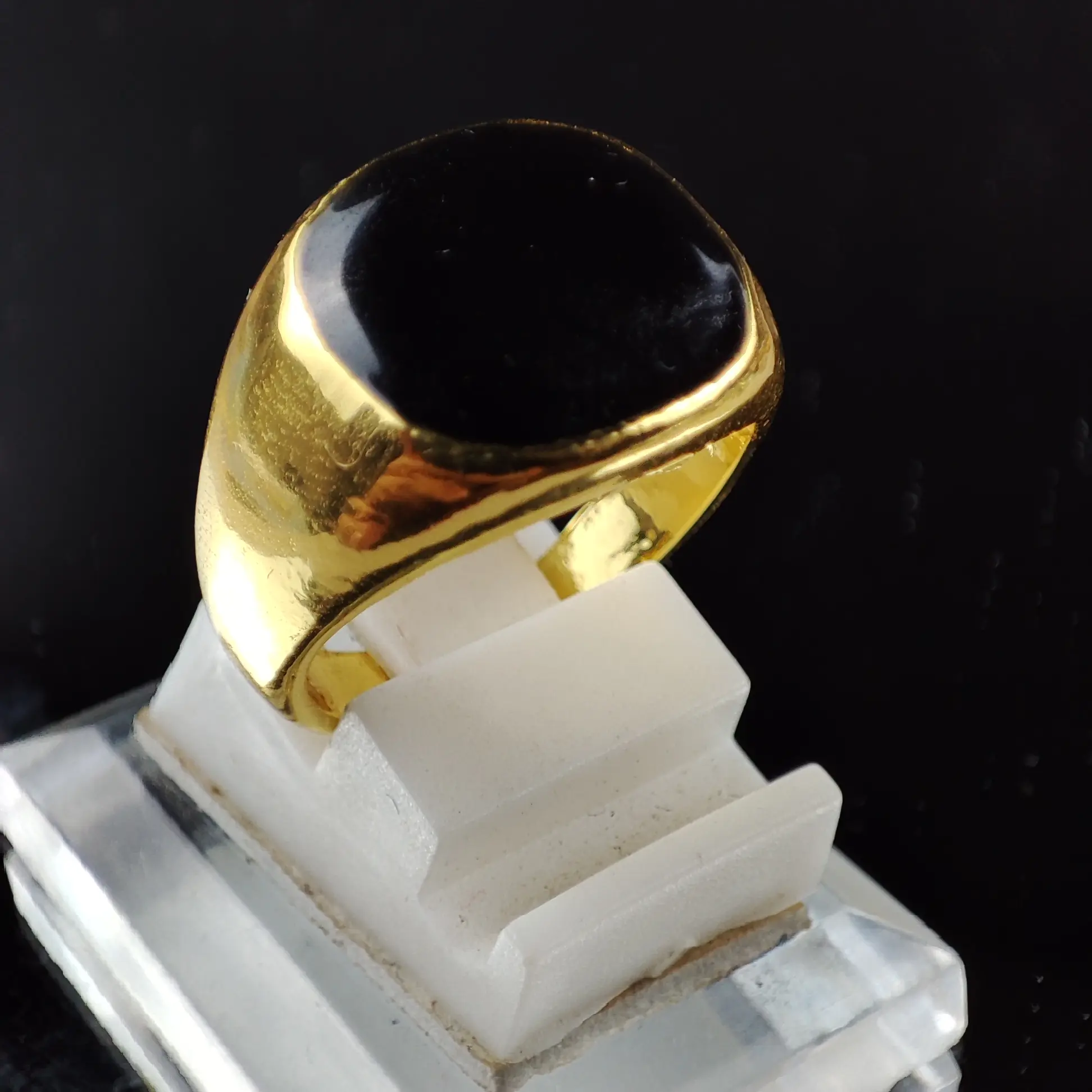 Cincin Black Onyx Ring Gold - MG456 - 7