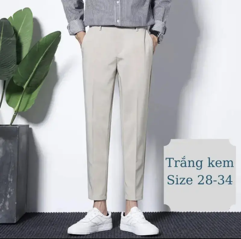 Quần âu nam Hàn Quốc (Dlstore96) chất vải tăm lỳ cao cấp,dày dặn,fom ống xuông 5 màu cơ bản Menswear Pants Có Túi Đen Ong quần tây 2