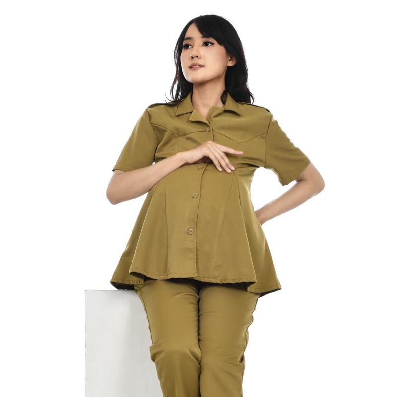 Setelan Baju Hamil Pemda ASN PNS Bumil Ibu Lengan Panjang Pendek 2