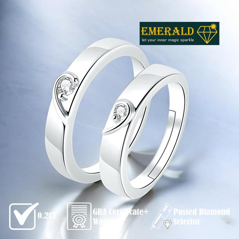 Emerald Jewelry - 0.2CT Cincin Silver 925 Lapis Emas 18K - Ring Moissanite Perhiasan Wanita Maddie 0
