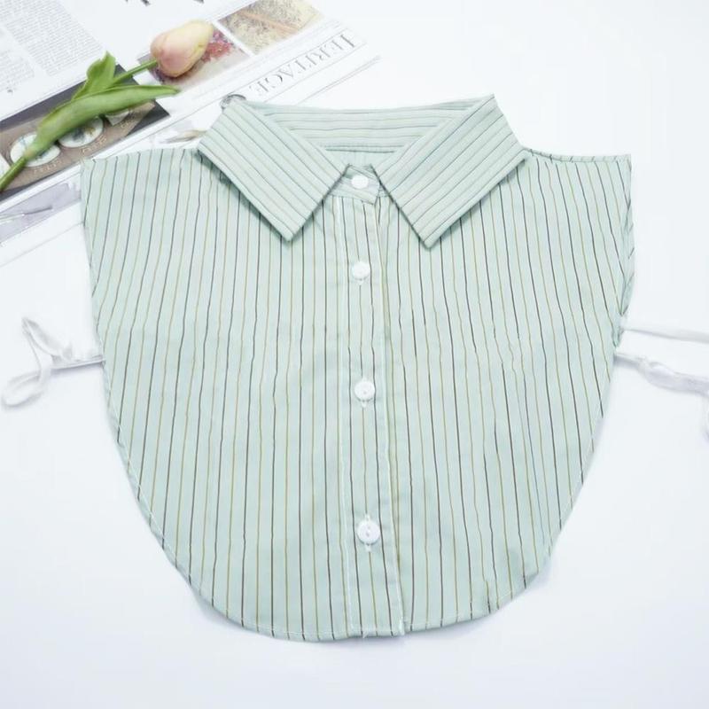 Product Introduction of Fashion Cotton Stripes Fake Collar Detachable Vintage False Blouse Collar Classic Casual Front Tie for Women 21