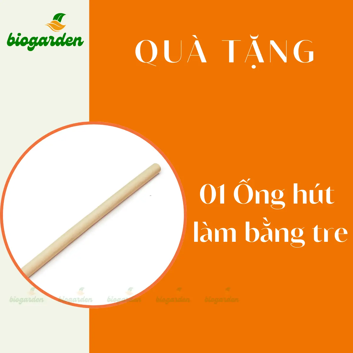 (Quà tặng) 01 Ống Hút Tre One4One - Ăn Chay -  Ăn Kiêng - Ăn Thực Dưỡng - BioGarden