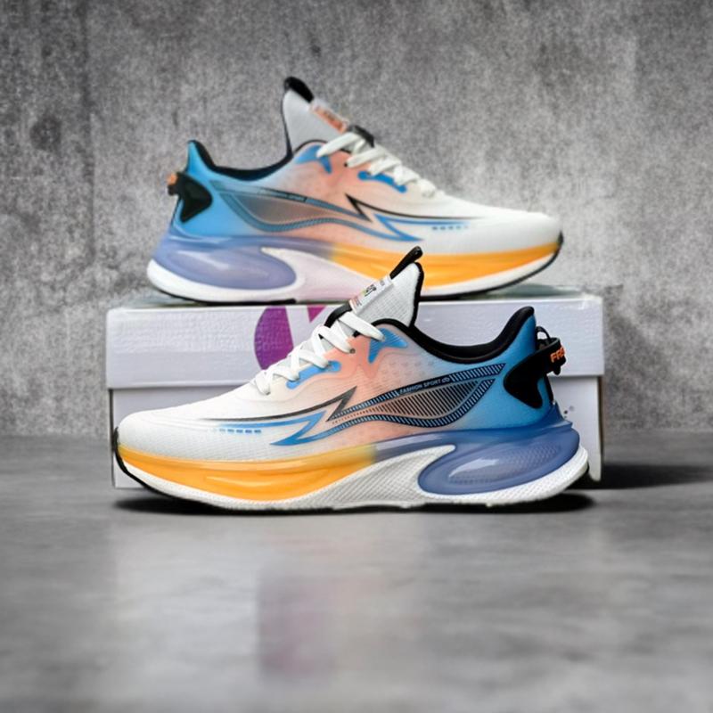 Giày Thể Thao Nam Nữ Tập Gym Aerobic Chạy Bộ Đế Nhẹ D2-3592 xám cam Sneaker Sport Tập Thể Dục