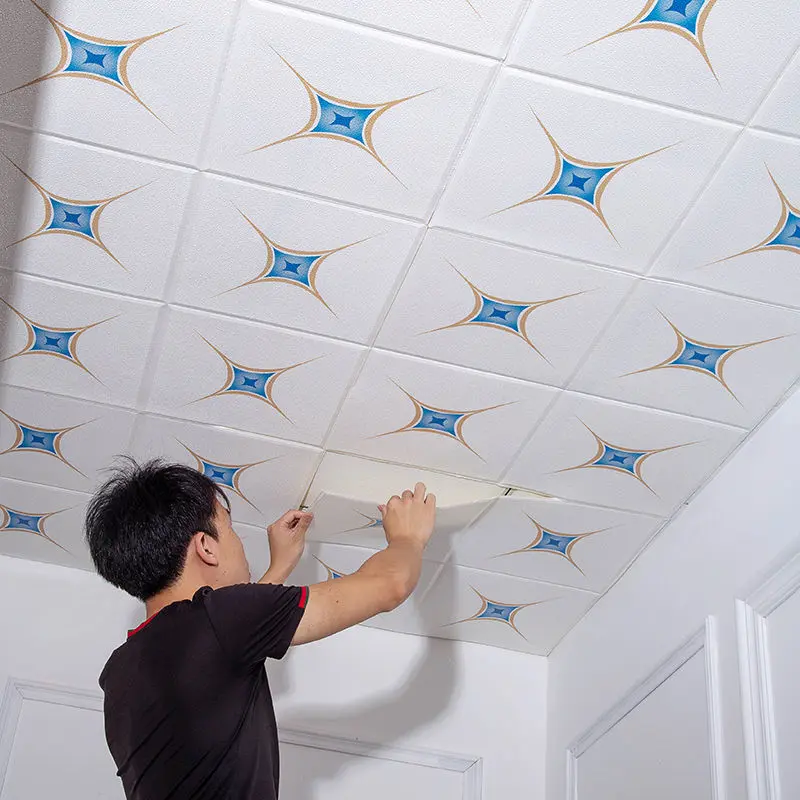 Miếng Dán Trần Nhà, Tự Dính, Đồ Trang Trí Trên Cùng Trần Nhà, Ba Chiều 3D, Thích Hợp Cho Phòng Ngủ, Phòng Tắm Và Nhà Bếp, Giấy Dán Tường Tự Dính, Giấy Dán Tường kien  dan miếng  dán