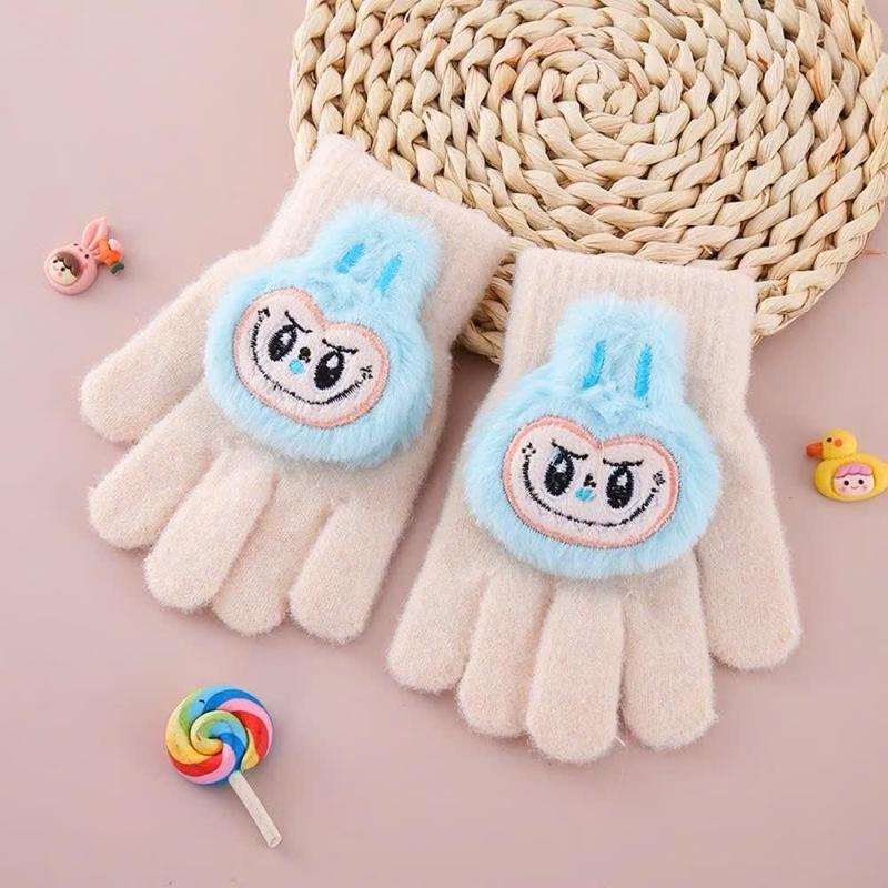 găng tay len họa tiết labubu dễ thương  dành cho bé trong mùa Đông ấm áp 2