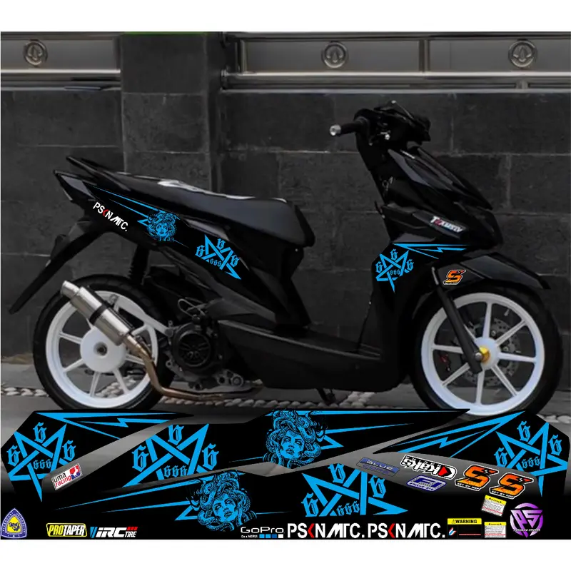 PS03 STRIPING STICKER HONDA BEAT NEW/ESP MOTIF MEDUSA VARIASI SIMPLE 4