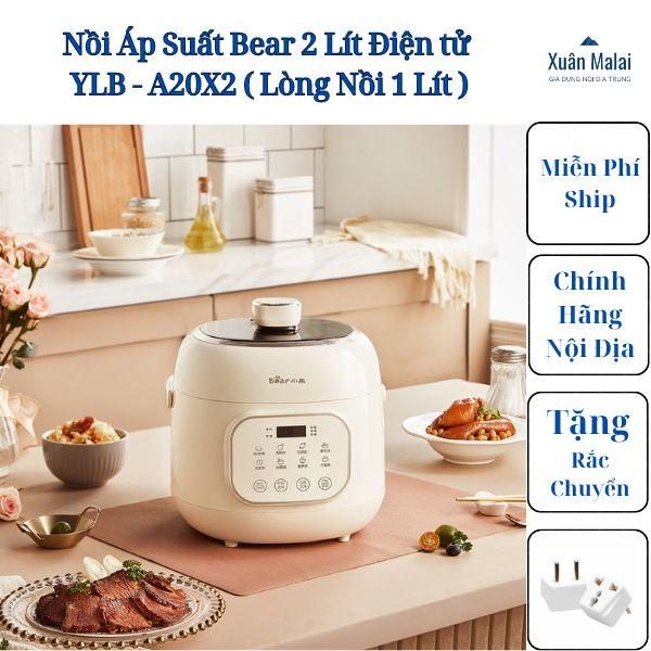 Nồi Áp Suất Bear Đa Năng Dung Tích 2 Lít Điện Tử YLB - A20X2 Nấu Cơm Nấu Ăn Rất Tiện ( Lòng Nồi 1 Lít ) nồi  áp