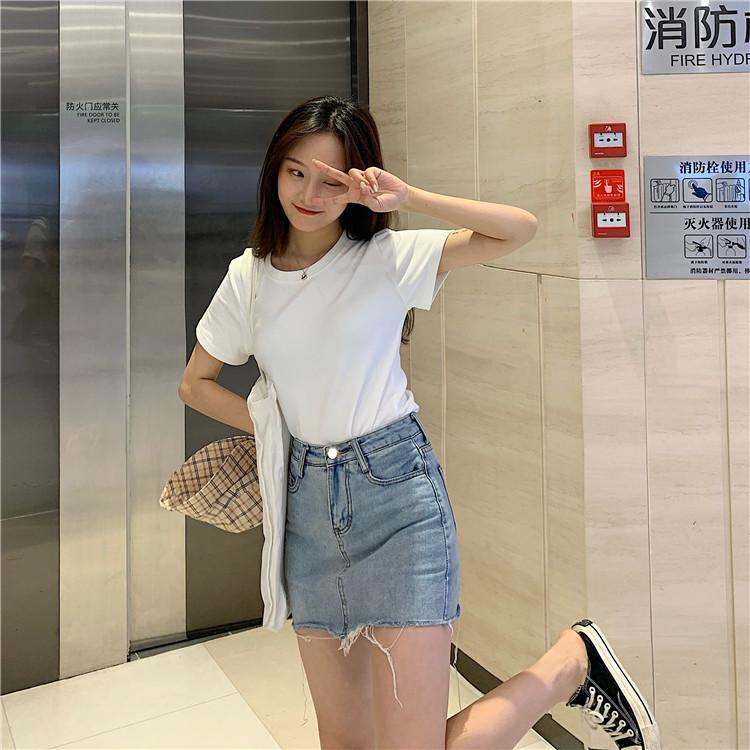 Product Introduction of Áo Thun ngắn Tay Dành Cho Nữ, Trang Phục Mùa Hè, Màu Trơn Ngắn Và Mỏng Vừa Vặn, Thích Hợp Cho Học Sinh Và Trang Phục Thường Ngày Áo Bó Sát Áo Cơ Sở Đơn Giản 13