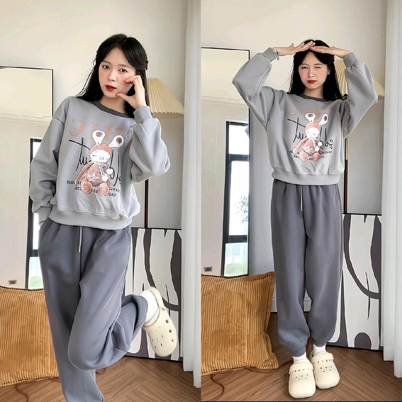 Set Bộ Quần Áo Form Vừa Freesize 40-60kg , Hoạ Tiết Hình Thỏ CHIC Cho Nữ, Chất Liệu Nỉ 2 Da, Top Women, Set Đồ Nữ Đẹp, Bộ Nỉ Thu Đông Nữ, Set Đồ Nữ Mùa Đông 7