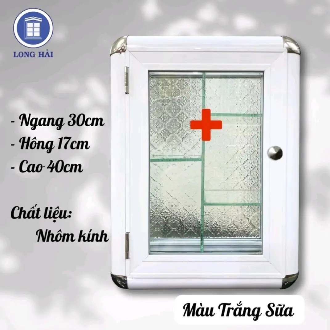 Tủ y tế gia đình được lắp ráp bằng chất liệu nhôm kính, kích thước 40cm x 17cm x 30cm..có  ngăn kệ