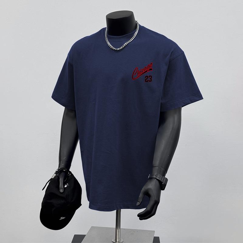 Product Introduction of 100% Cotton Simple Letters Retro Design Short Sleeve T-shirt Crew Neck Top Men and Women Unisex 14