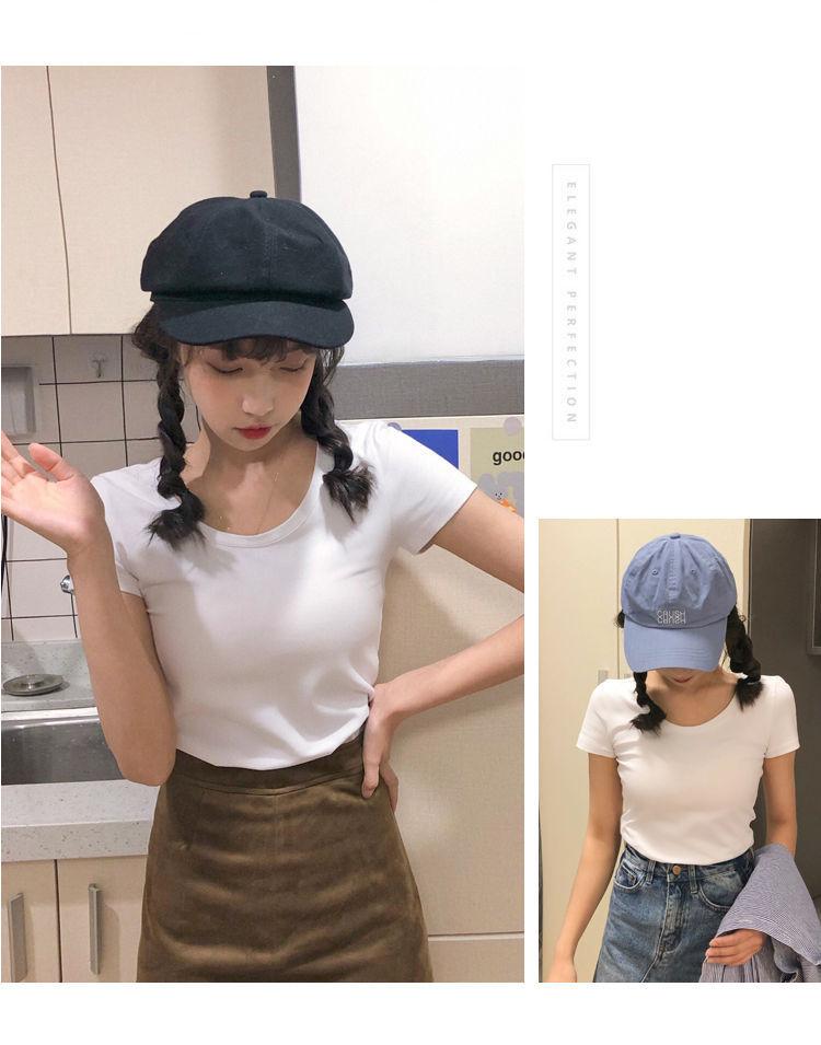 Product Introduction of Belle Live Action Dress 2025 Spring Summer New Women's Black Short U-Neck Short Sleeve T-Shirt Korean Style Casual Tight Sexy Pretty Woman Red Dress 54