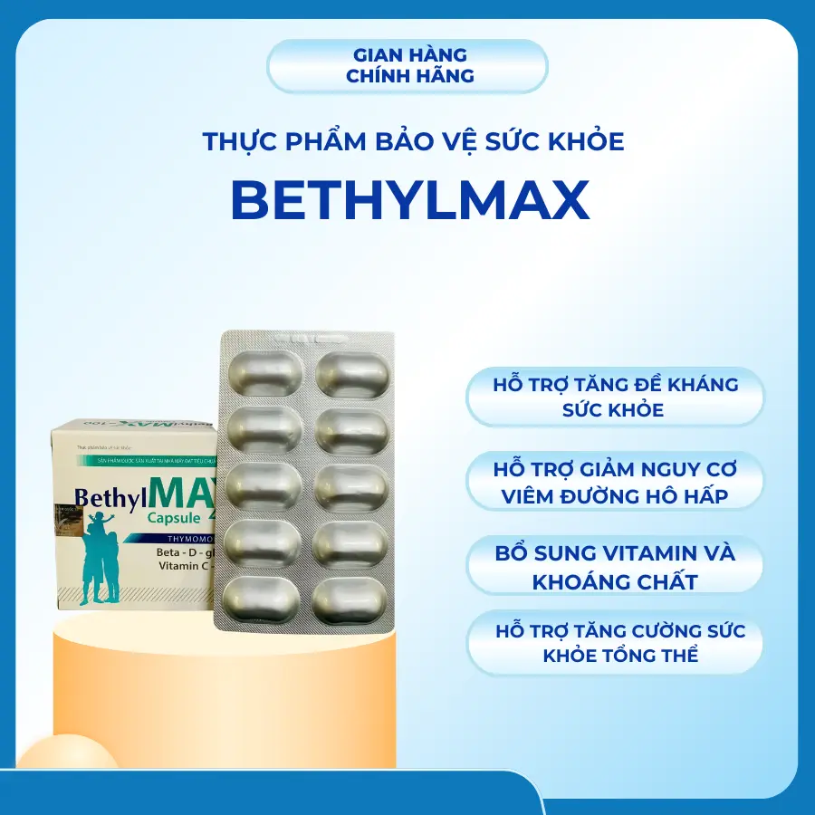 Thực Phẩm Bảo Vệ Sức Khỏe Bethymax - Hỗ Trợ Tăng Đề Kháng Sức Khỏe - Hộp 20 viên