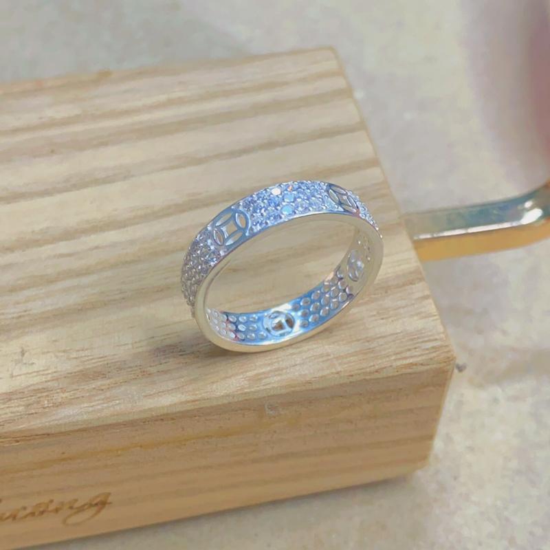 Nhẫn Bạc Ta Nữ Kim Tiền Khảm Đá Xung Quanh-PSJ-N00083