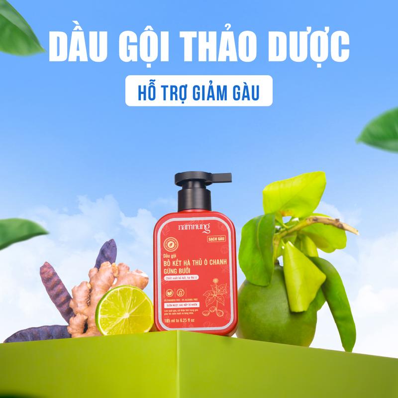 [FLASH SALE] Dầu gội thảo dược bồ kết NamNung hỗ trợ giảm gàu, nấm, viêm da đầu Chai 185ml Chăm sóc tóc Dưỡng tóc nữ - Giảm 39%