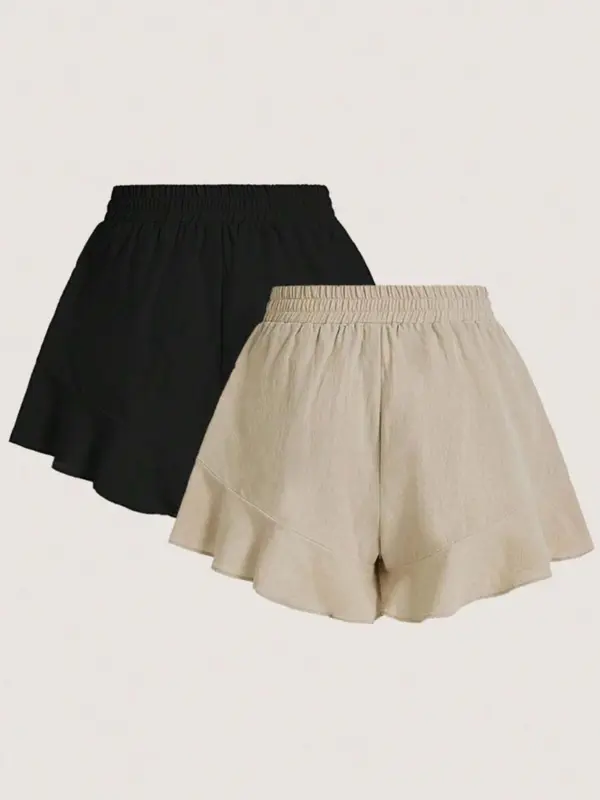 【Plus Size】 Solid Color Shorts Set, Women's Bottoms for All Seasons 8
