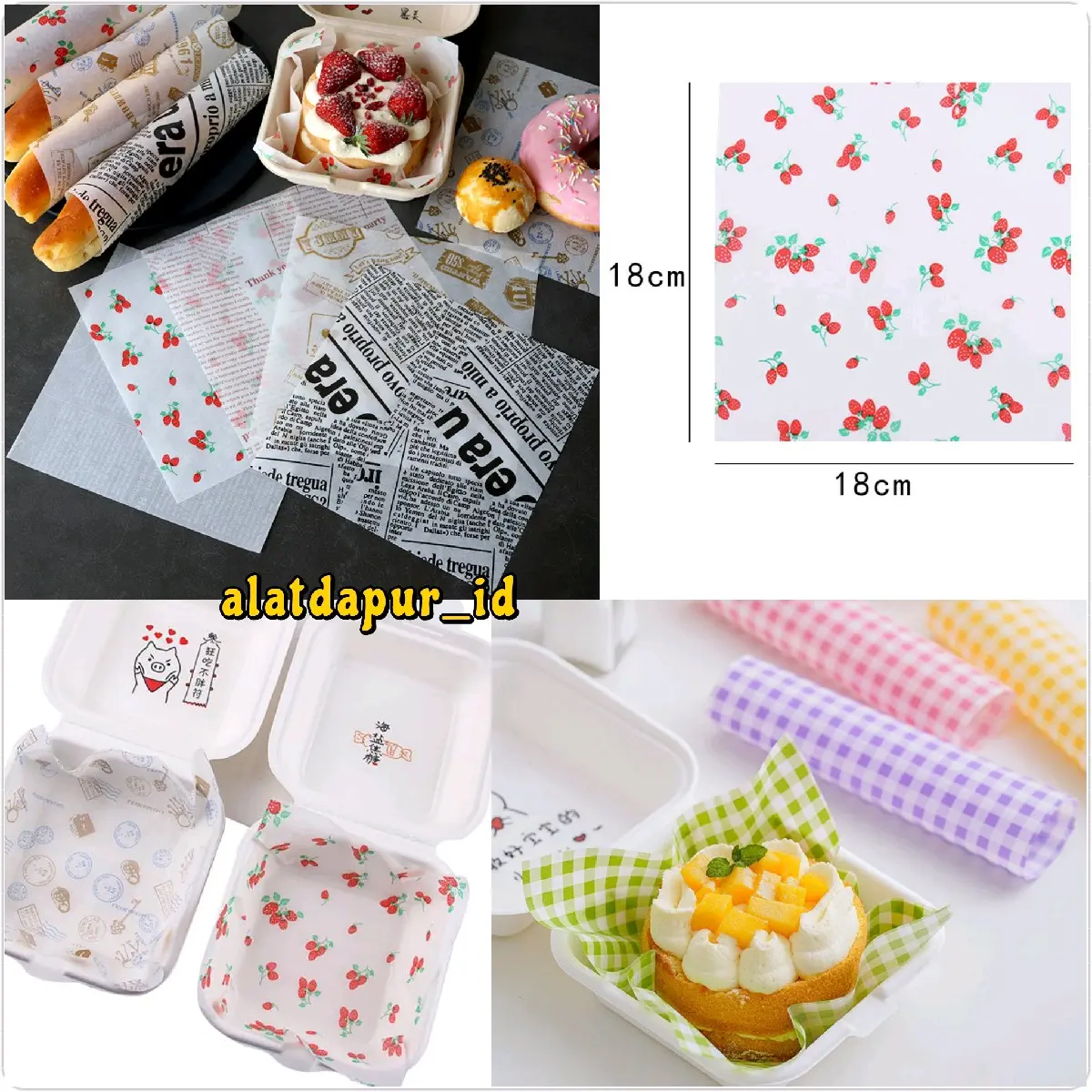 wax paper / alas kue bento / alas roti  motif 18x18cm 50lembar Kertas bento