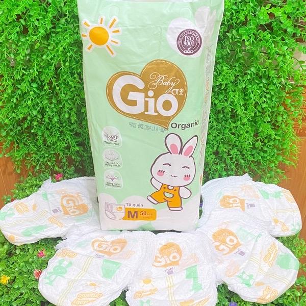 Bim quần 100 miếng BabyGio Organic đủ size M tới 3XL, Tả em bé giá rẻ từ 5-23kg Bỉm Cho Bé Voi gio 100