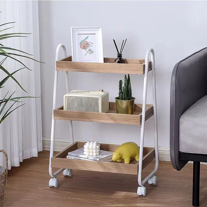Small Trolley Rack Household Storage Rack Living Room Kitchen Trolley Cart With Wheels Removable Storage Multi-Layer Snacks Bedroom Storage