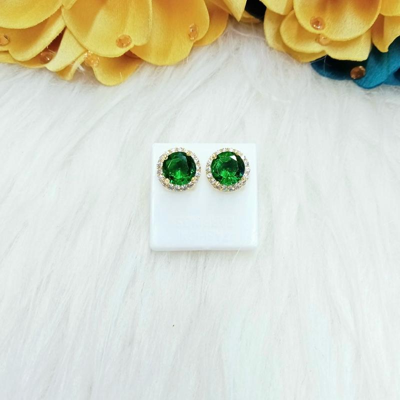 Bông Tai Mẫu 1 Hột Màu 6 Ly Đồng Vàng Màu Vàng Sài Gòn 610 Phụ kiện Nữ 3
